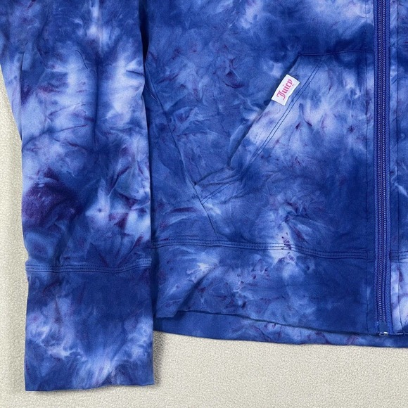 Juicy Couture Sport Womens Full Zip Athletic Jacket L Mock Neck Pockets Tie Dye - Picture 5 of 9